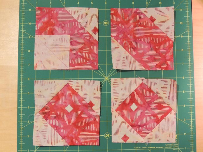 Square in a square quilt block steps