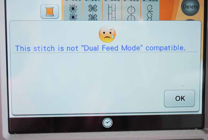 Incompatible stitch notice