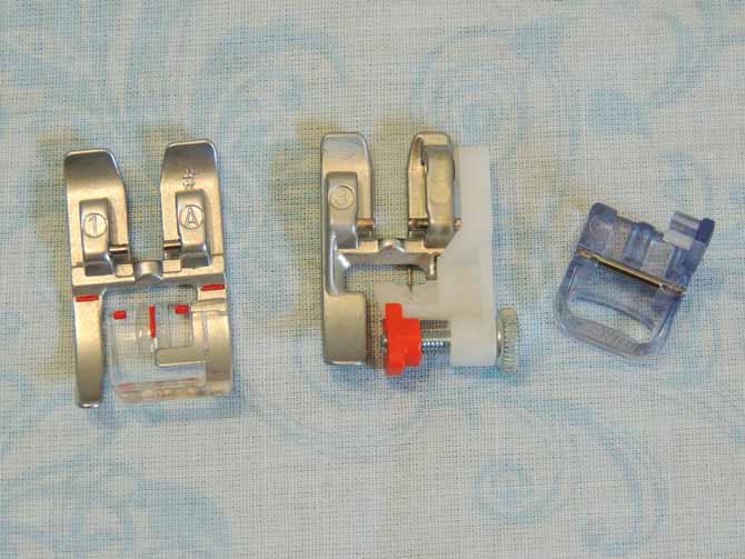 Several of the stitches use presser feet designed to engage the IDT system.