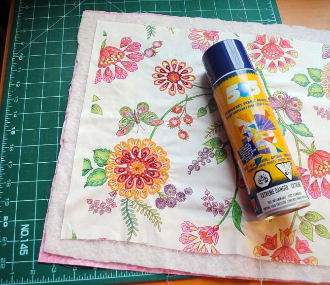 Fuse the layers of the quilt sandwich together with 505 Spray