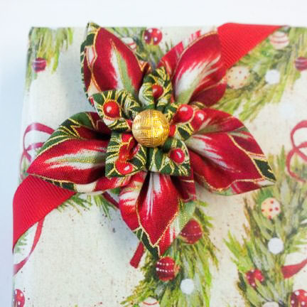 Fabric flower gift bow