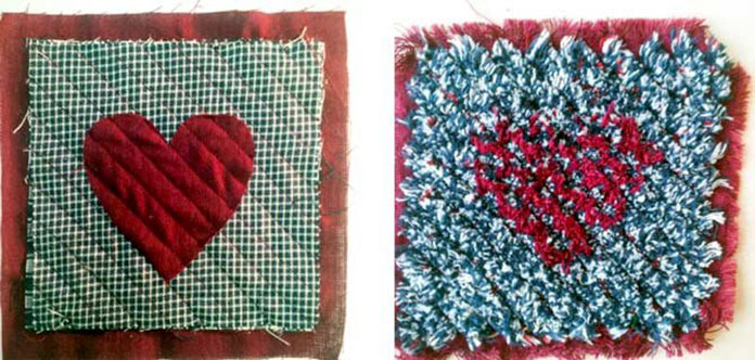 Heart shape added to fabric chenille