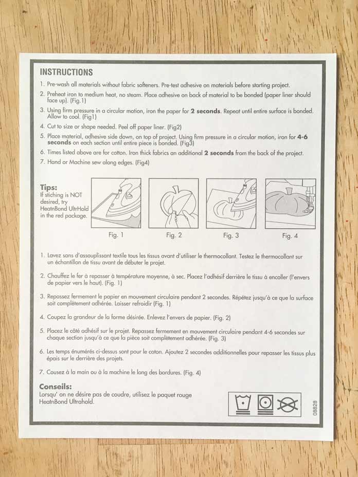 Instructions for HeatnBond Light