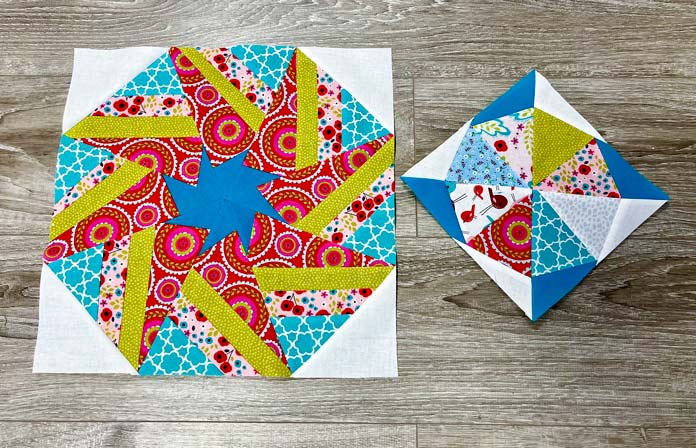 Picture of the 2 Kaleidoscope Blocks discussed in the blog post this week