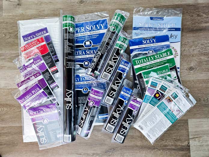 Various colored packages of stabilizers