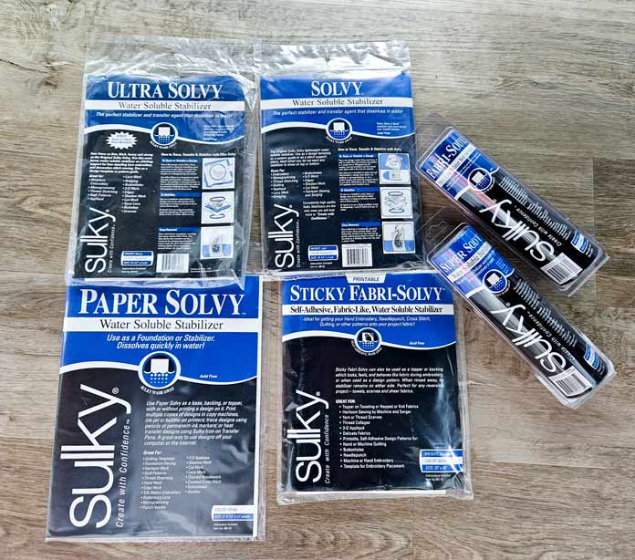 Blue and black packages of water-soluble stabilizer