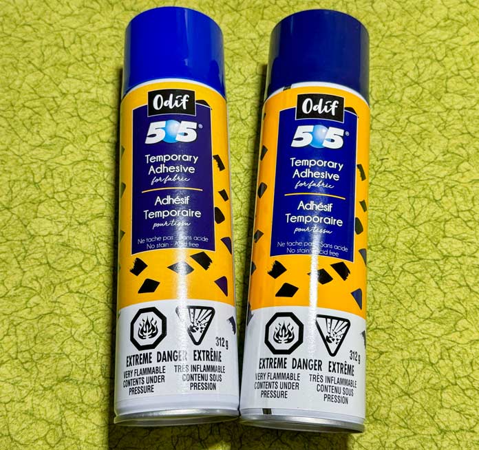 Two can of Odif 505 Temporary Quilt Basting Adhesive Fabric Spray