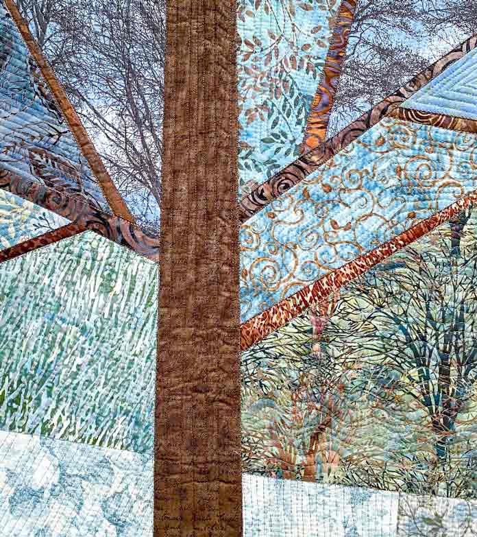 Forest Fibre Art Quilt pattern by Ana Buzzalino for Issue 67; photo by Ana Buzzalino for ANPTmag