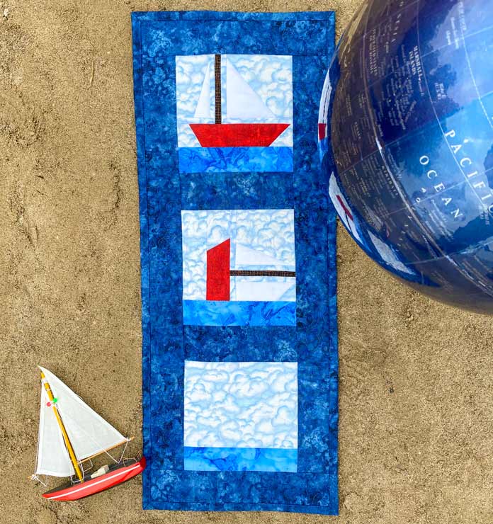 Ship Ahoy! Wall Quilt by Elaine Theriault for ANPTmag Issue 60; photo by Carla A. Canonico for ANPTmag