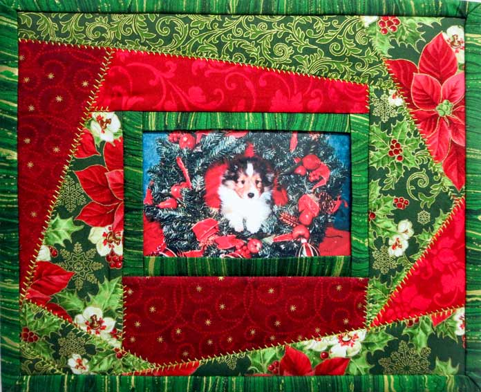 Finished Pop-Out Picture quilt with removable photo; Brother NQ700, Brother BQ3050, HeatnBond Feather Lite, Brother SA185 ¼" Piecing Foot-Guide, Brother SA125 ¼¼" Quilting Foot, SULKY Heidi Lund's Life in the Tropics Cotton Blendables Thread Collection