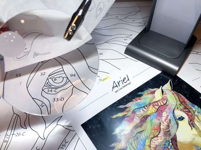 The UNIQUE Lighting Foldable LED Desk Lamp helps you see more clearly when preparing your art quilt transfer and interfacing