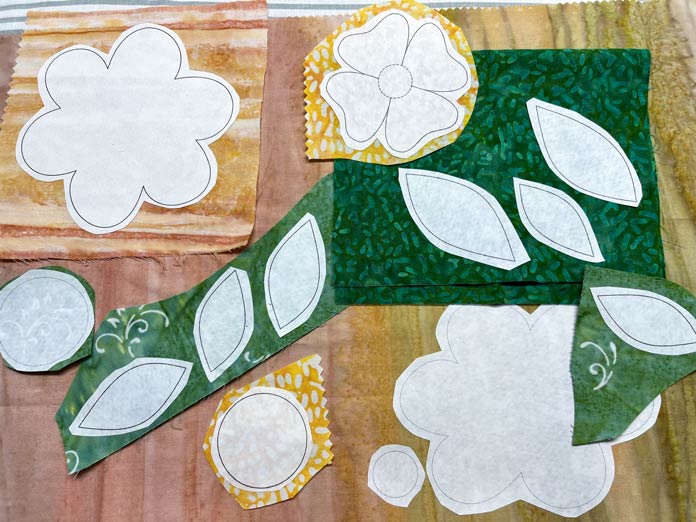 A quilted spring wall quilt in the making: preparing applique shapes -  QUILTsocial