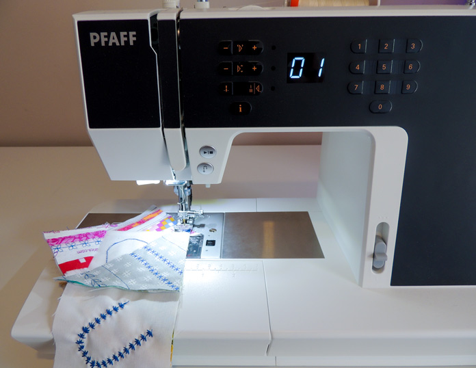 Project rows on passport 2.0 being sewn by the machine