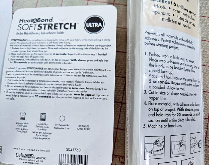 Black writing on white paper; Learn how to use HeatnBond SOFTSTRETCH fusible web on knits, denim, fleece, and more