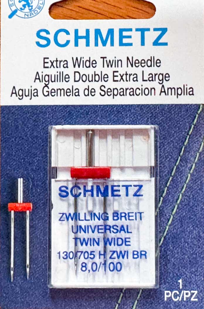 A package of SCHMETZ Twin 8,0/100 needle 
