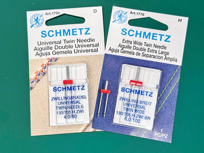 Two SCHMETZ twin needles size 4.0/80 and 6,0/100