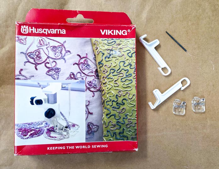 A red box with plastic accessories