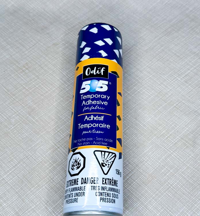 A can of Odif 505 temporary quilt basting adhesive fabric Spray.