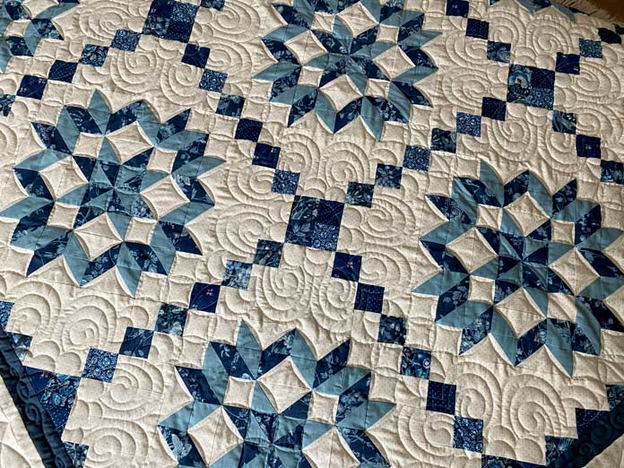 Close-up of the Irish Carpenter Quilt by Clodagh Coker for ANPTmag Issue 63; photo by Carla A. Canonico for ANPTmag