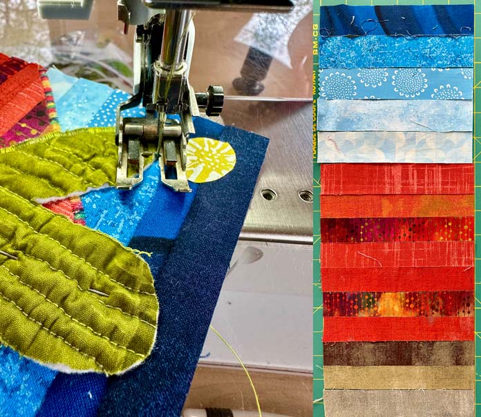 Hello from the Desert! Fabric Postcards pattern in progress; photo by Jennifer Houlden for ANPTmag