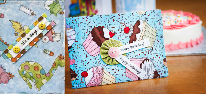 Suggested occasions for making Reusable Fabric Art Greeting Card by Heather McArthur were featured in ANPTmag Issue 66; photo by Heather McArthur for ANPTmag