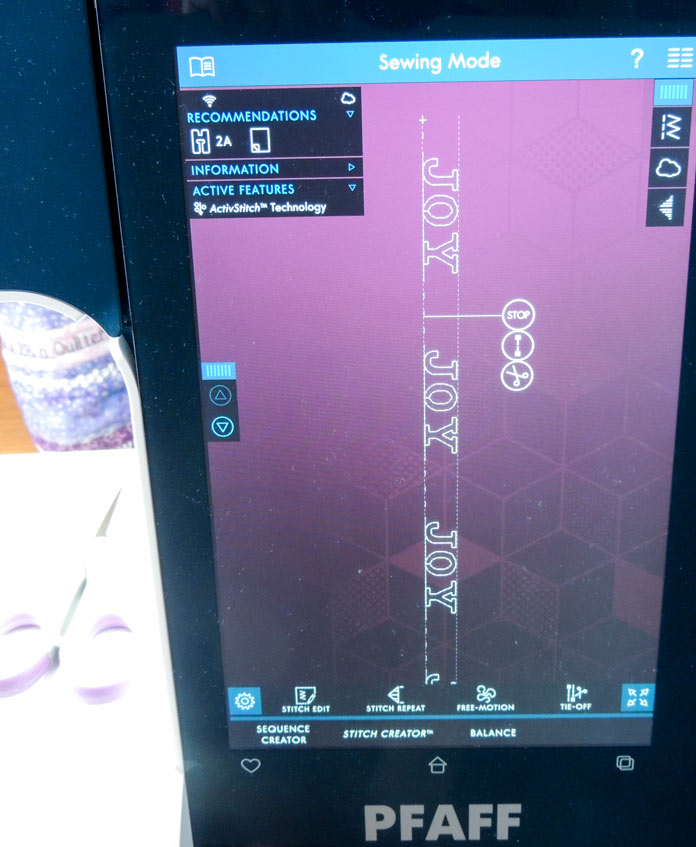 Multi-Touch Screen Sewing Mode Sequence Creator on the PFAFF performance icon