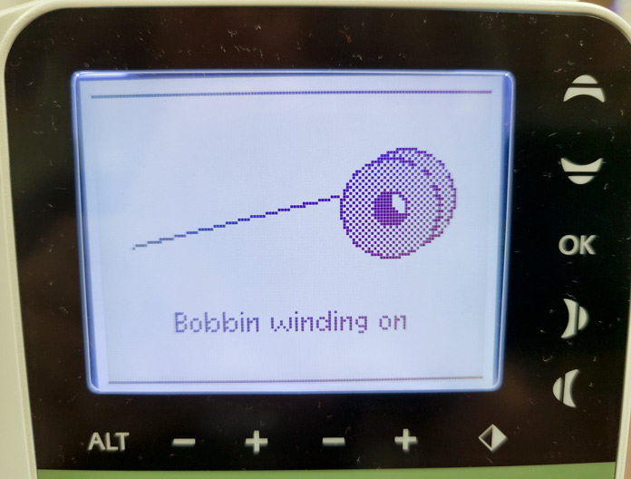A pop-up message on a computerized sewing machine; Husqvarna Viking Tribute 150C