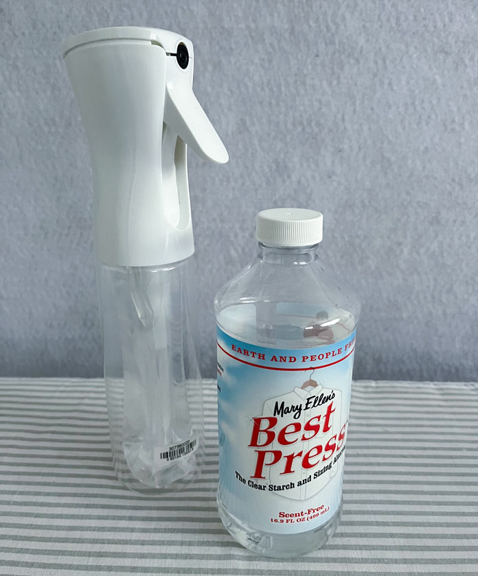 Mary Ellen’s Best Press liquid in a bottle and the spray and misting bottle