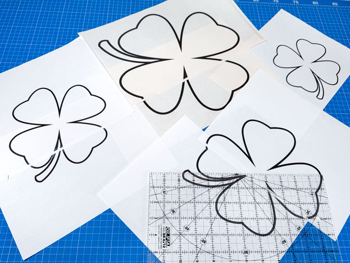 Four-leaf clovers are printed in multiple sizes.