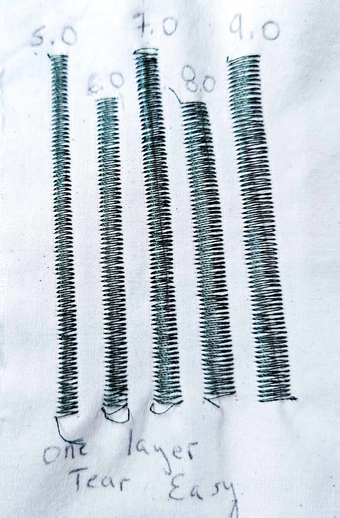 Black stitches on beige fabric