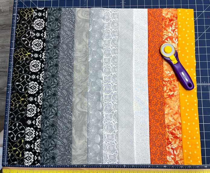 Bargello strip set is sewed together and trimmed