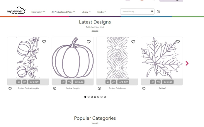 A picture of the latest designs available on mySewnet library website. New designs are added often.