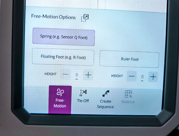 A screen on a computerized sewing machine