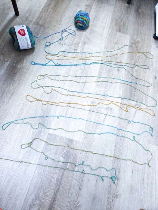 A strand of yarn on the floor