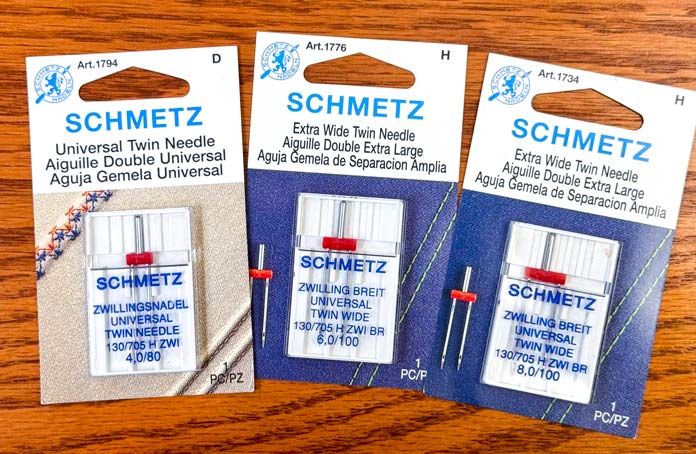 Three different SCHMETZ Twin needle packs
