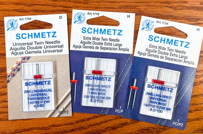 Three different SCHMETZ Twin needle packs
