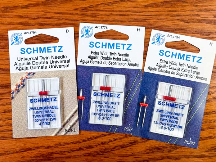 Three different SCHMETZ Twin needle pack