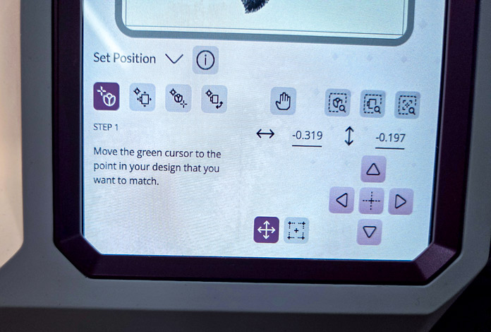 A menu on a computerized sewing machine; Husqvarna VIKING Designer Topaz 65