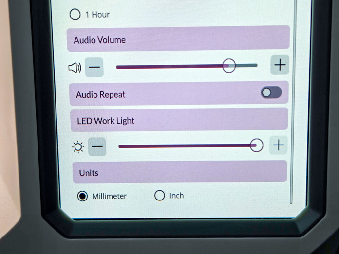 A screen on a computerized sewing machine
