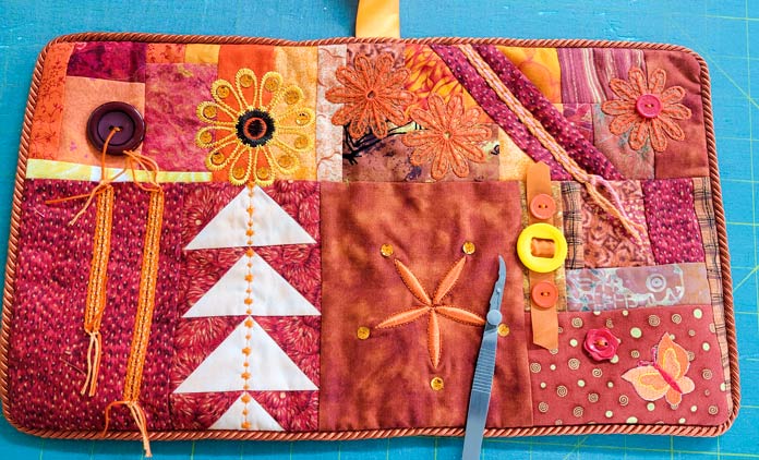 Sewing a journal cover with embellishments – Piping and bookmark ...