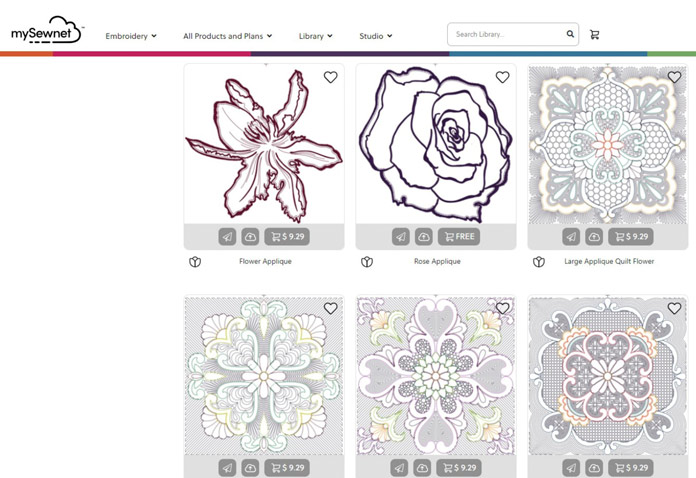 Picture of some of the designs found in the 360 x 350 Embroidery Design Category in mySewnet Library. 