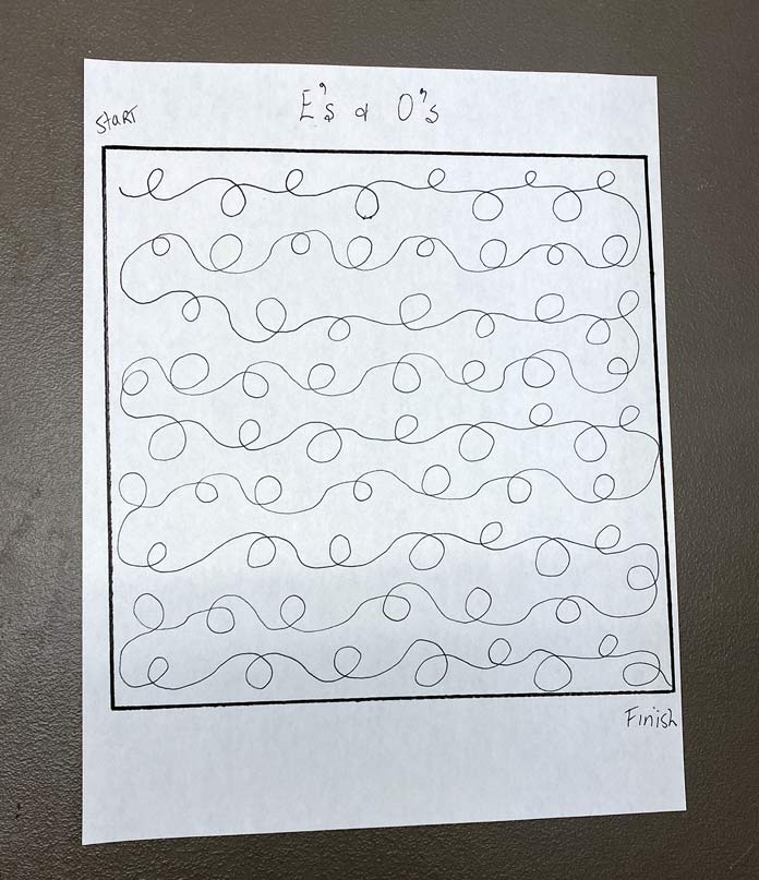 E’s and o’s drawing for free motion quilting