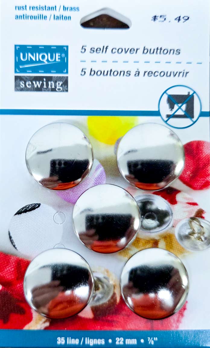 UNIQUE SEWING Buttons to Cover - Nylon - size 36 - 22mm (7⁄8″) - 5 sets