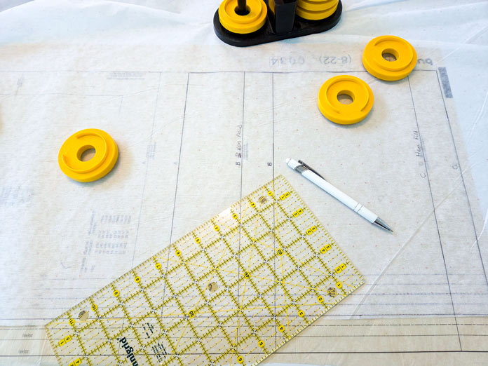 A garment pattern, a quilting ruler