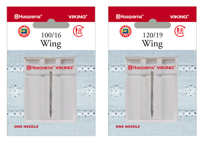 One package of machine embroidery HUSQVARNA VIKING Wing Needles; machine embroidery, quilting, applique, cutwork embroidery, free-standing lace, embroidery techniques, HUSQVARNA VIKING, Designer Epic 3, mySewnet, JoyOS Advisor