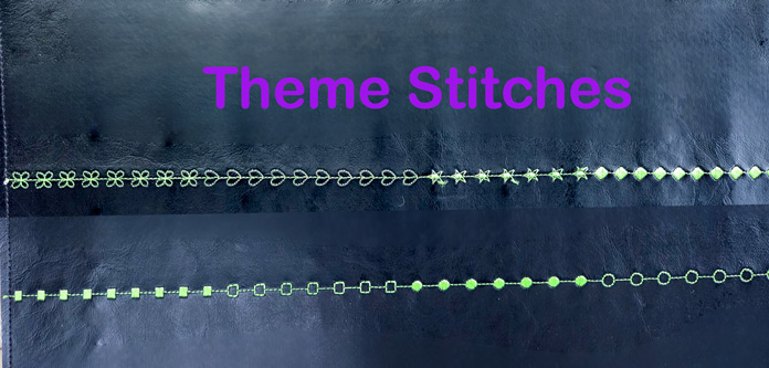 Two rows of decorative stitches with green thread