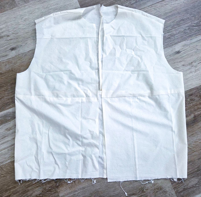 A muslin mockup for a jacket