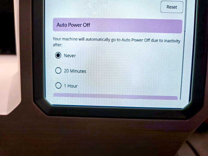 A screen on a computerized sewing machine