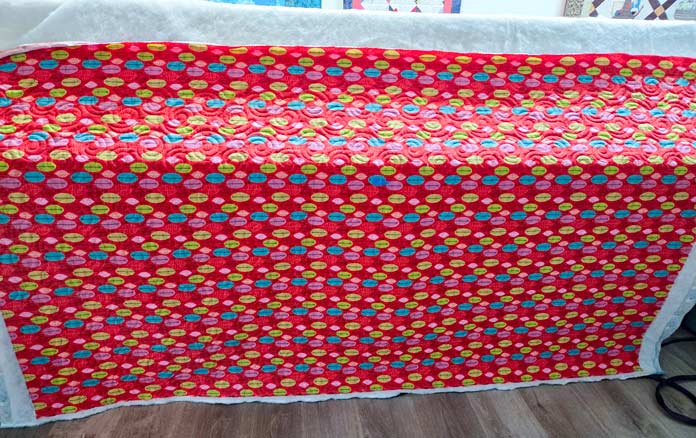 A red quilted fabric