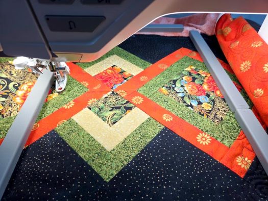 A black and green table runner with rectangular magnets
